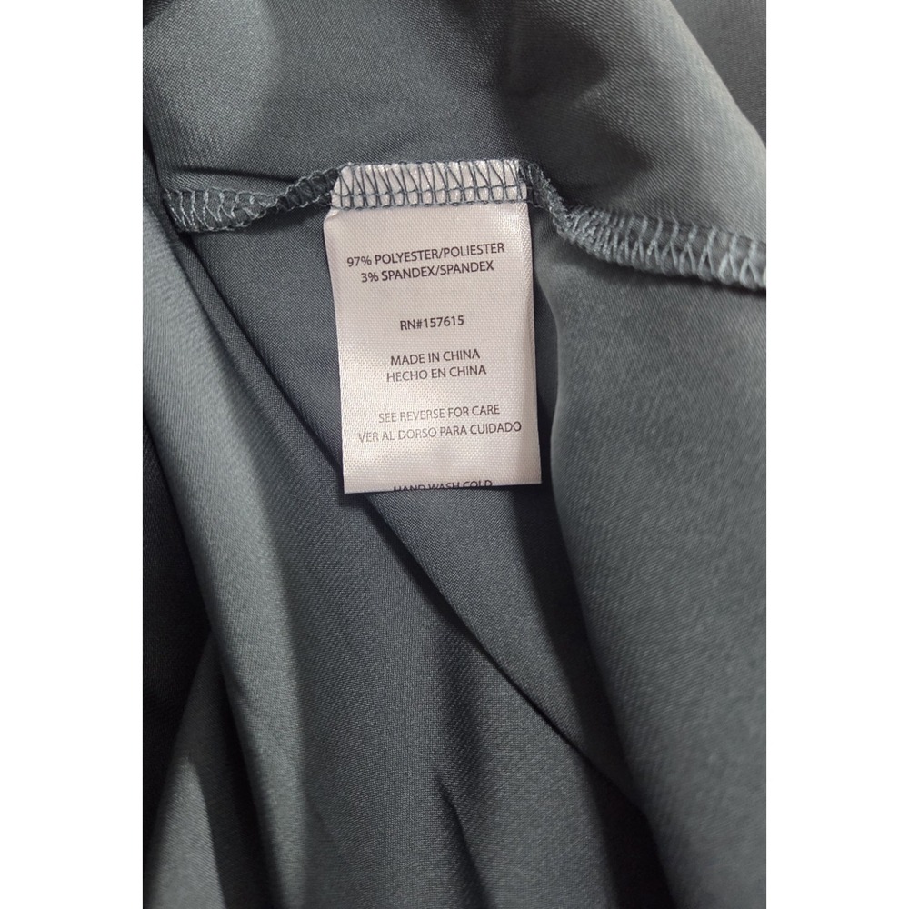 Nicole Miller Emerald Green Satin Wrap Dress Ruffled Hem Flutter Sleeve Size M/L - Picture 8 of 8
